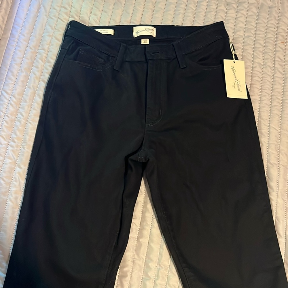 High Rise Slim Straight Black Jeans